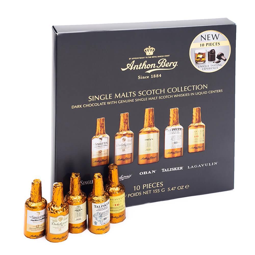 Anthon Berg Single Malt Scotch Chocolate Liquor Bottles: 10-Piece Gift Box - Candy Warehouse