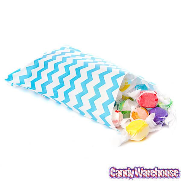 Aqua Blue Chevron Stripe Candy Bags: 25-Piece Pack - Candy Warehouse