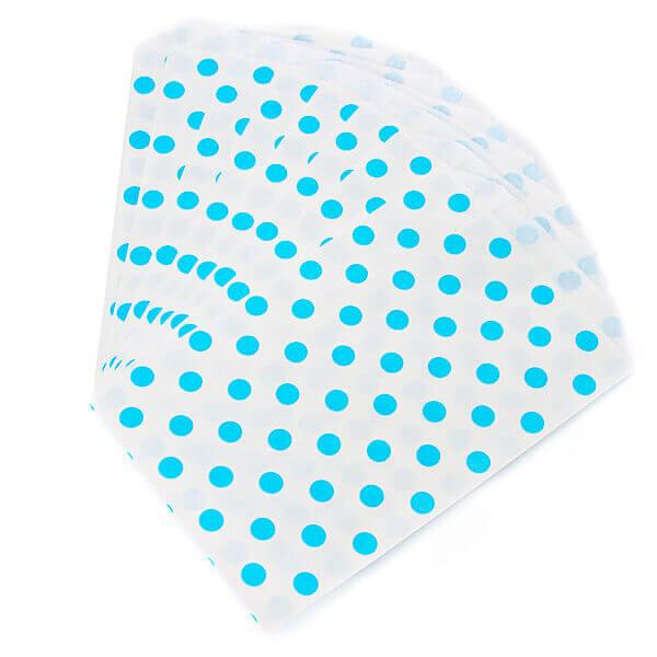 Aqua Blue Polka Dot Candy Bags: 25-Piece Pack - Candy Warehouse