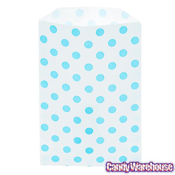 Aqua Blue Polka Dot Candy Bags: 25-Piece Pack - Candy Warehouse