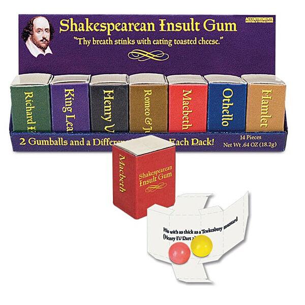 Archie McPhee Shakespearean Insult Gum Packs: 7-Piece Set - Candy Warehouse