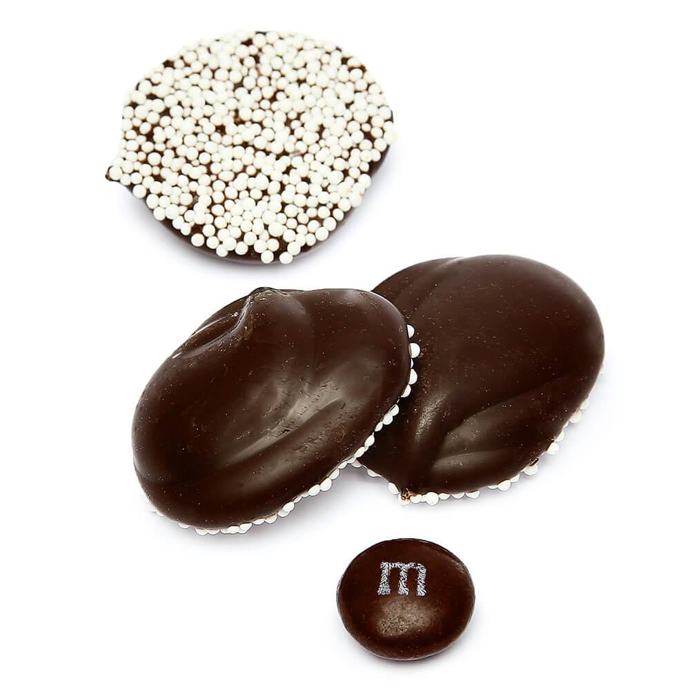 Asher&#39;s Deluxe Dark Chocolate Drops with White Nonpareils: 8LB Box - Candy Warehouse