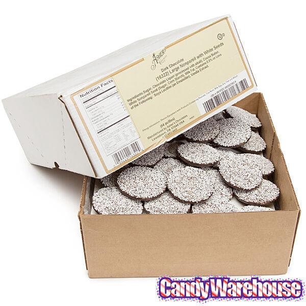 Asher&#39;s Giant Dark Chocolate Nonpareils Discs - White: 64-Piece Box - Candy Warehouse