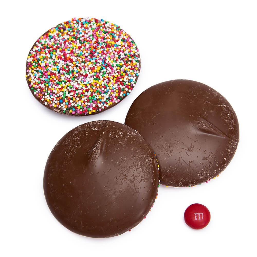 Asher&#39;s Giant Milk Chocolate Nonpareils Discs - Rainbow: 64-Piece Box - Candy Warehouse