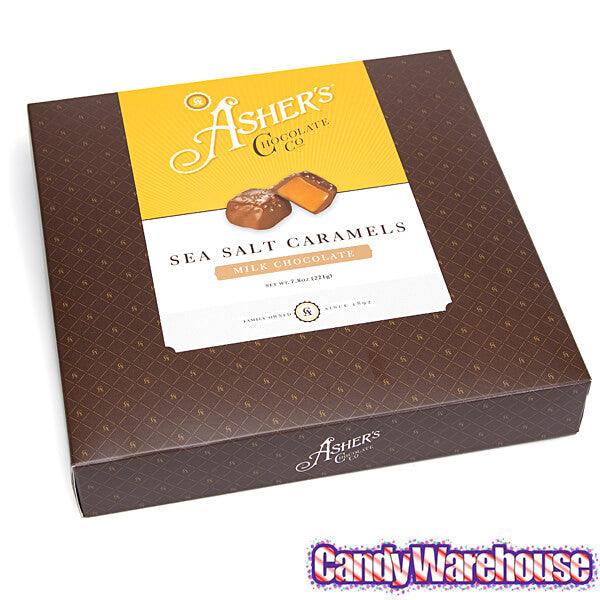 Asher&#39;s Milk Chocolate Sea Salt Caramels: 12-Piece Box - Candy Warehouse