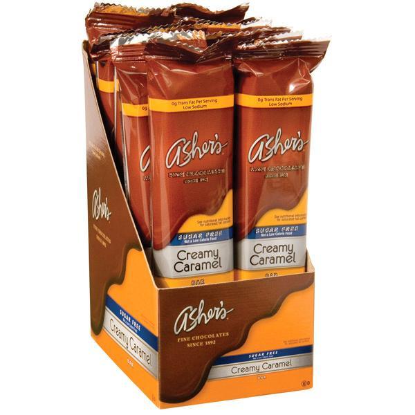 Asher's Sugar Free Chocolate Candy Bars - Caramel: 12-Piece Box – Candy ...