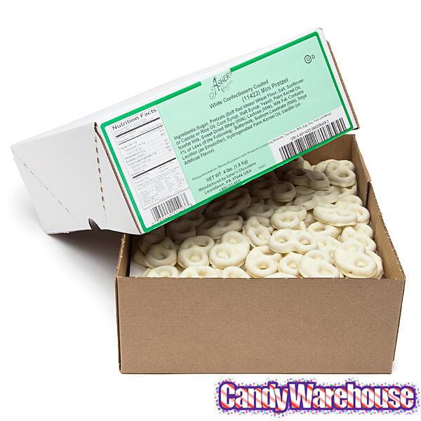 Asher's White Chocolate Covered Mini Pretzels: 4LB Box - Candy Warehouse