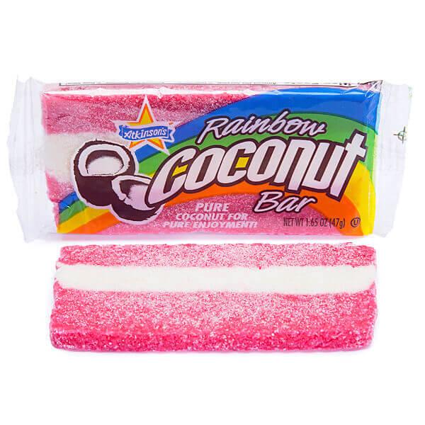 Atkinson Rainbow Coconut Candy Bars: 24-Piece Box - Candy Warehouse