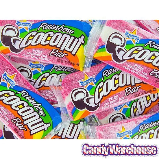 Atkinson Rainbow Coconut Candy Bars: 24-Piece Box | Candy Warehouse