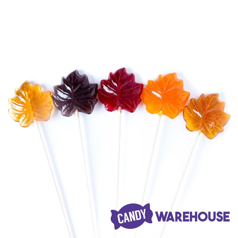 Autumn Maple Tree Leaves Hard Candy Lollipops: 12-Piece Bag - Candy Warehouse