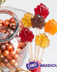 Autumn Maple Tree Leaves Hard Candy Lollipops: 12-Piece Bag