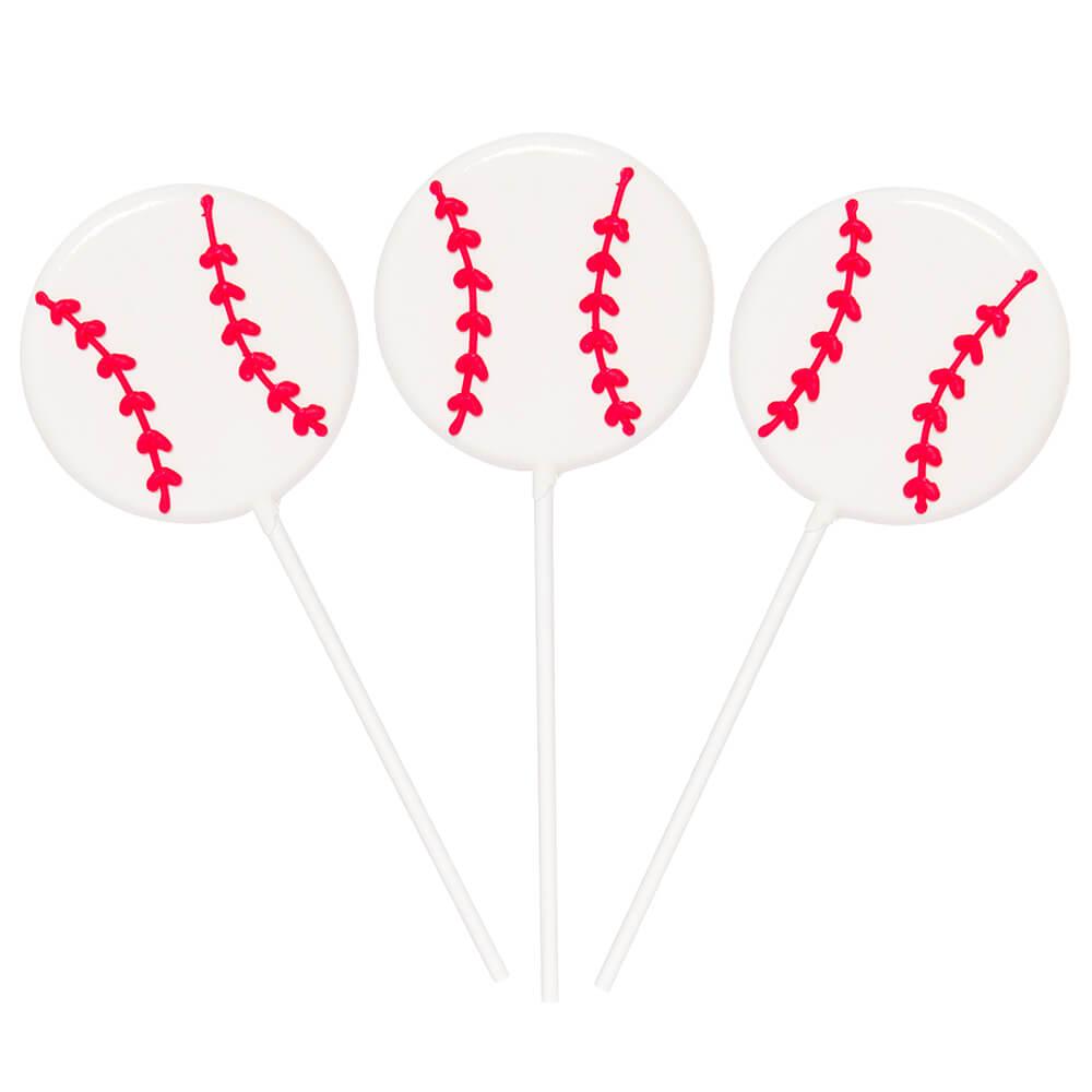 Baseball Hard Candy Lollipops: 12-Piece Pack - Candy Warehouse