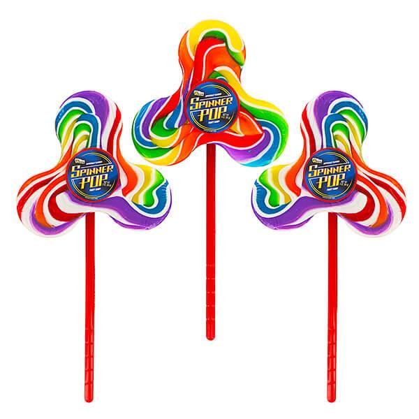 Bee International Fidget Spinner 3-Ounce Rainbow Swirl Pops: 12-Piece Display - Candy Warehouse