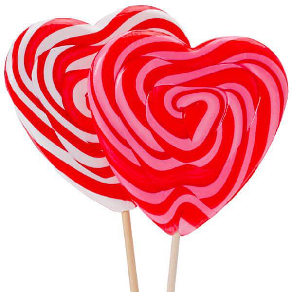 Bee International Jumbo Heart Swirl Lollipops: 12-Piece Box - Candy Warehouse