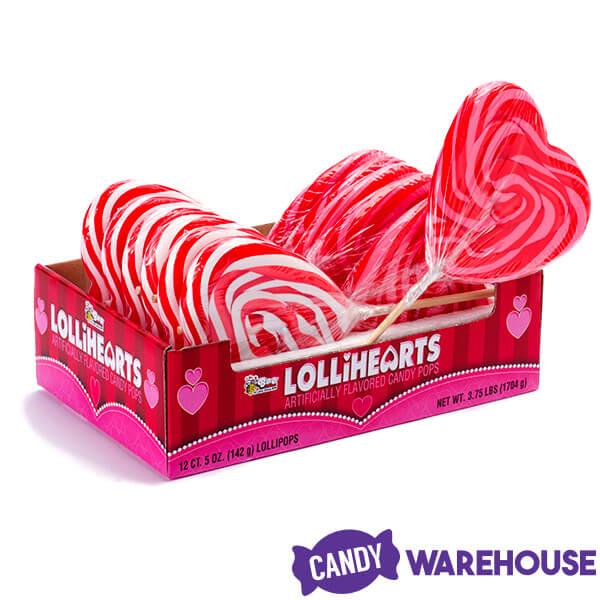 Bee International Jumbo Heart Swirl Lollipops: 12-Piece Box - Candy Warehouse