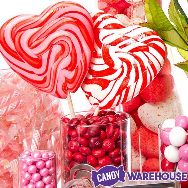 Bee International Jumbo Heart Swirl Lollipops: 12-Piece Box - Candy Warehouse