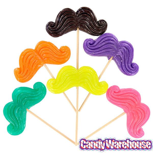 Bee International Mustache Candy Pops: 12-Piece Display - Candy Warehouse