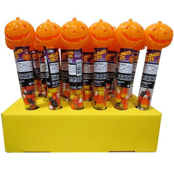 Bee International Pumpkin Topped Tubes with Candy Corn: 24-Piece Box - Candy Warehouse