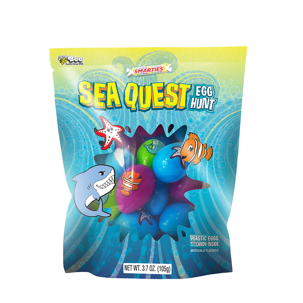 Bee International Sea Quest Aquatic Plastic Easter Eggs with Candy: 12-Piece Pack - Candy Warehouse