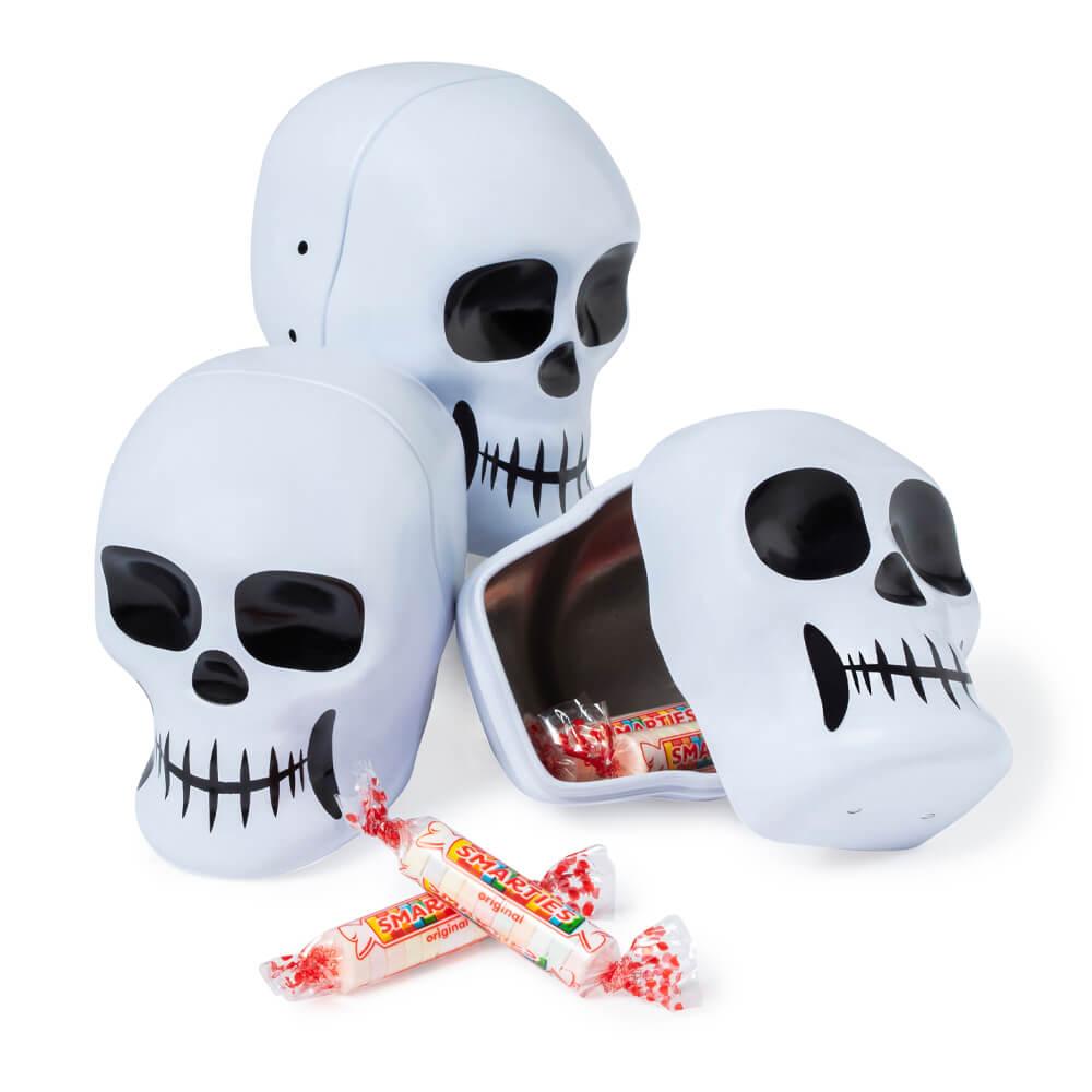 Bee International Skull Tins with Smarties: 12-Piece Box - Candy Warehouse