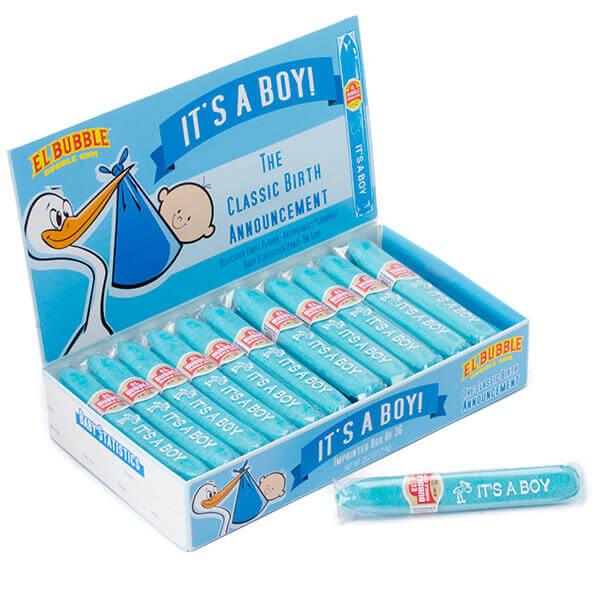 Birth Announcement Bubblegum Cigars - Boy Blue: 36-Piece Box - Candy Warehouse