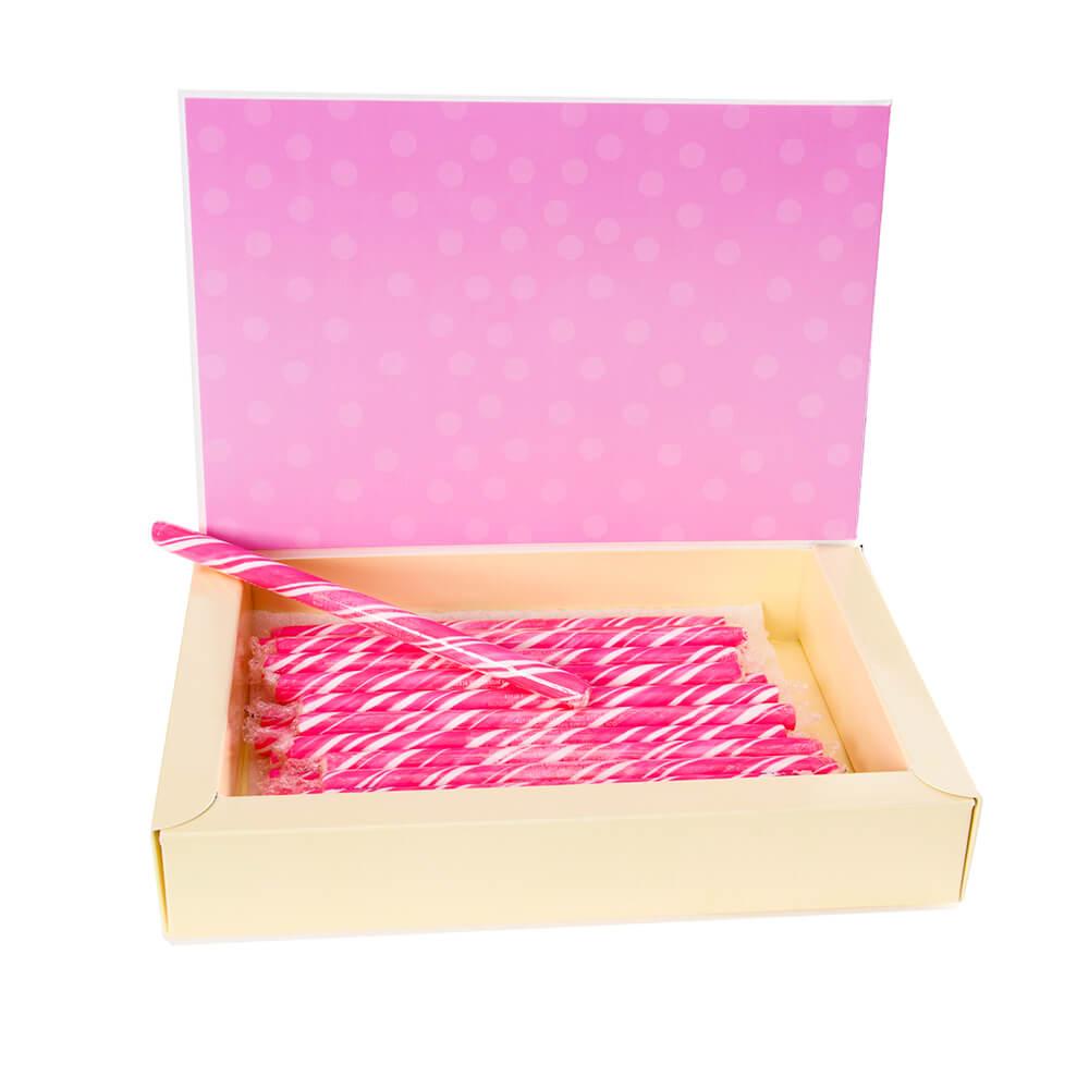 Birth Announcement Candy Sticks - Girl: 24-Piece Box - Candy Warehouse