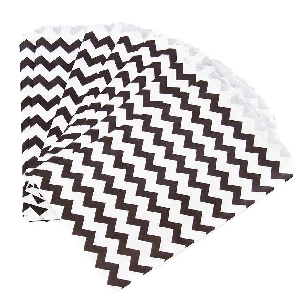 Black Chevron Stripe Candy Bags: 25-Piece Pack - Candy Warehouse