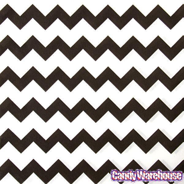 Black Chevron Stripe Candy Bags: 25-Piece Pack - Candy Warehouse