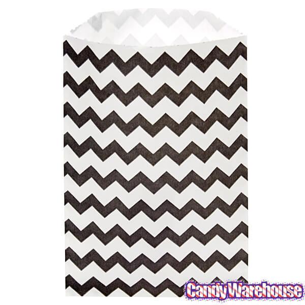 Black Chevron Stripe Candy Bags: 25-Piece Pack - Candy Warehouse