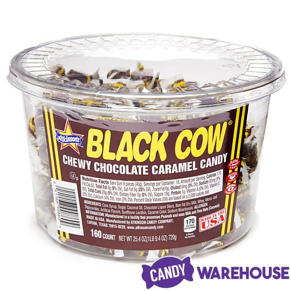 Black Cow Bite-Size Chocolate Caramel Candy: 160-Piece Tub - Candy Warehouse