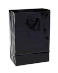 Black Glossy Candy Bags with Handles - Small: 12-Piece Pack - Candy Warehouse