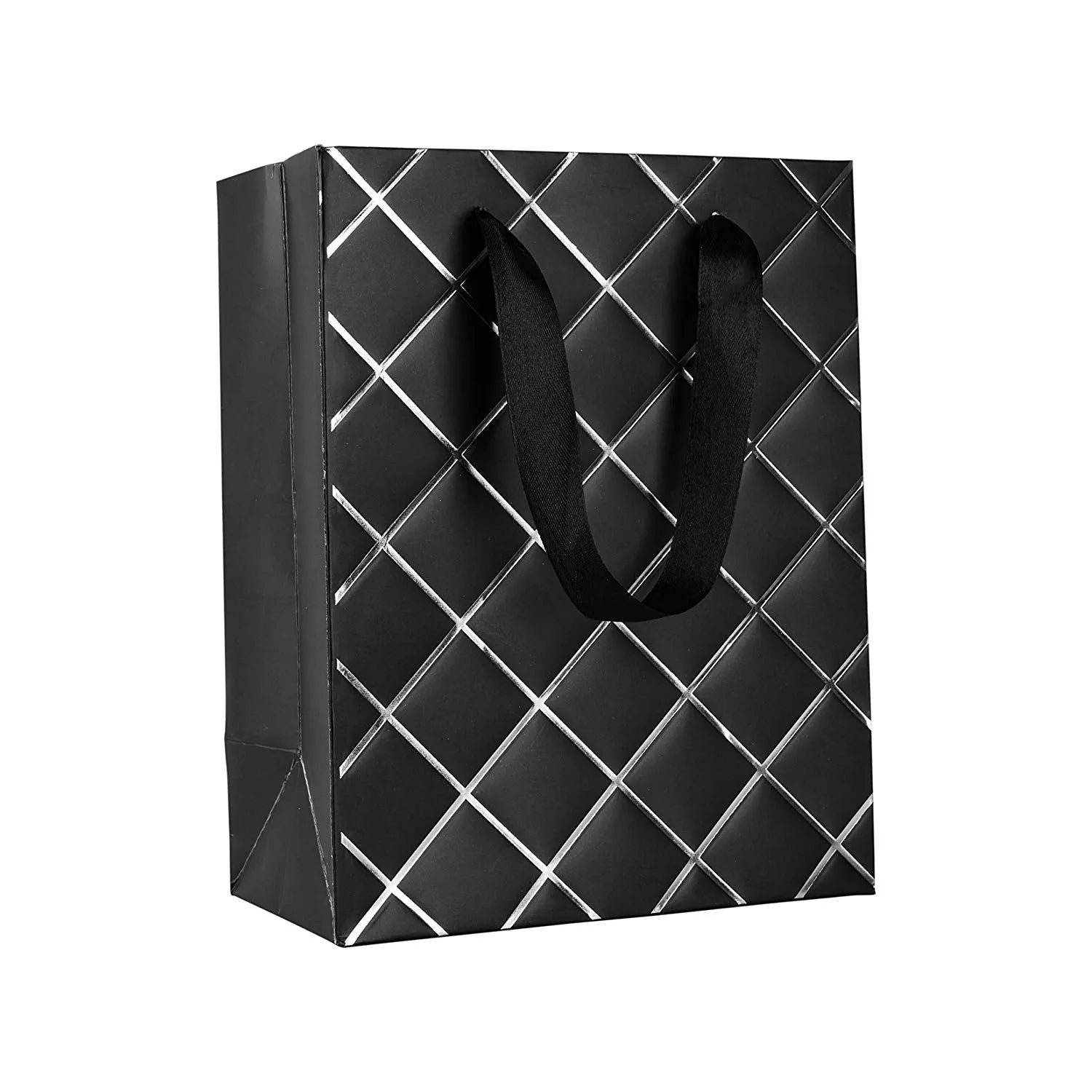 Diamond Gift Bags Black 9"X 7"X 4" Set 24 Pack