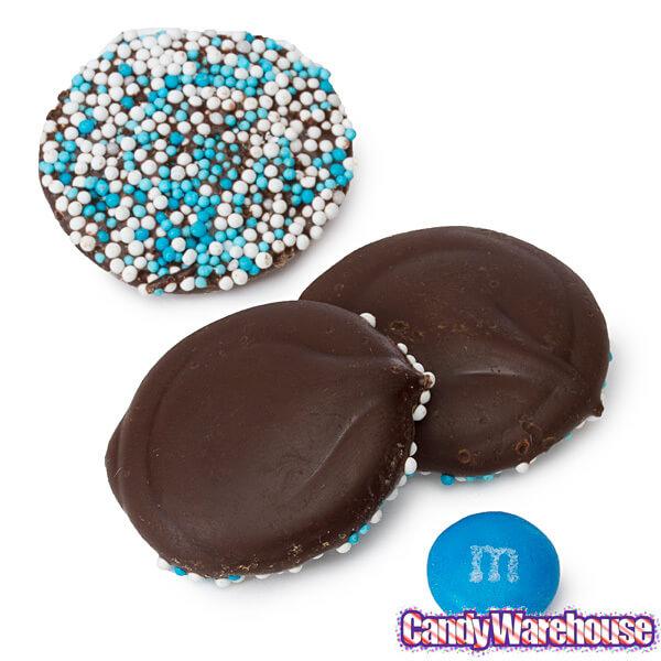 Blue Dark Chocolate Nonpareils Discs: 1LB Jar - Candy Warehouse