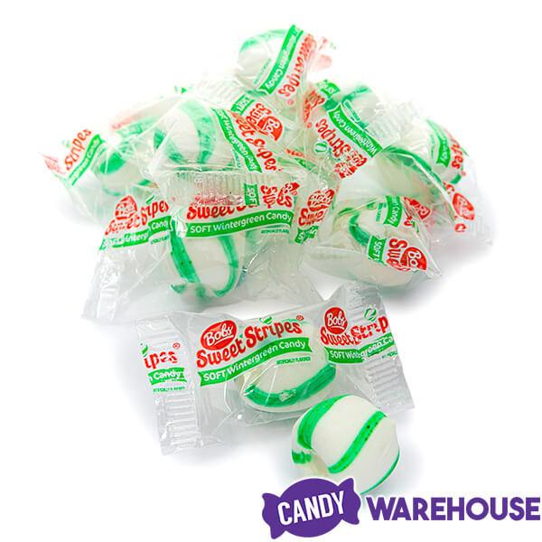 Bobs Sweet Stripes Wintergreen Soft Candy Balls: 50-Piece Bag - Candy Warehouse