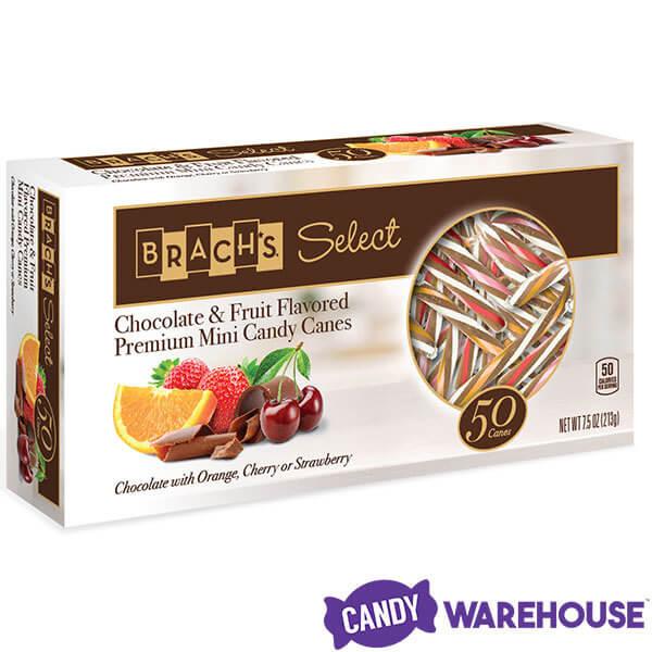 Brach&#39;s Chocolate and Fruit Flavored Premium Mini Candy Canes: 50-Piece Box - Candy Warehouse