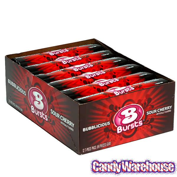 Bubblicious Bubble Gum Bursts Packs - Cherry Storm: 12-Piece Box - Candy Warehouse