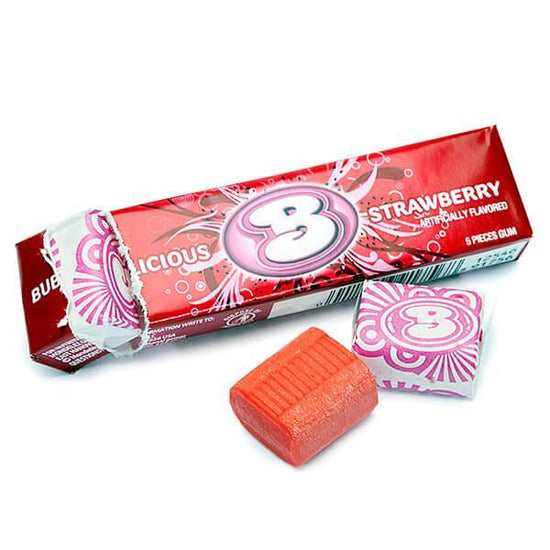 Bubblicious Bubble Gum Packs - Strawberry: 18-Piece Box | Candy Warehouse