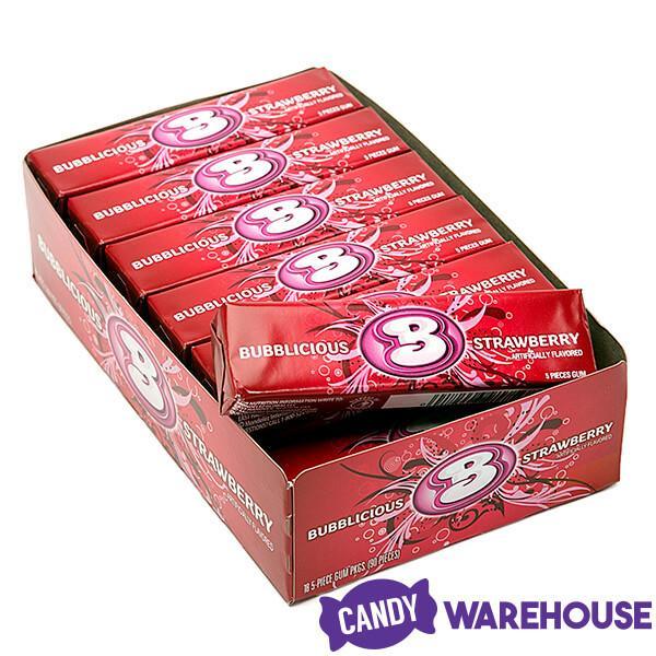 Bubblicious Bubble Gum Packs - Strawberry: 18-Piece Box - Candy Warehouse