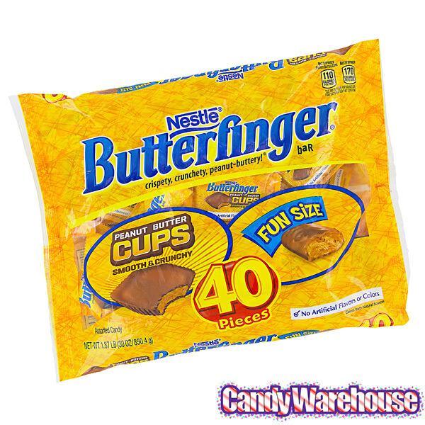 Butterfinger Fun Size Candy Bars Assortment: 40-Piece Bag - Candy Warehouse