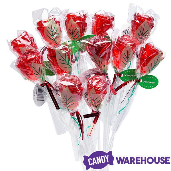 Candy 3-D Red Rose Lollipops: 100-Piece Bag - Candy Warehouse