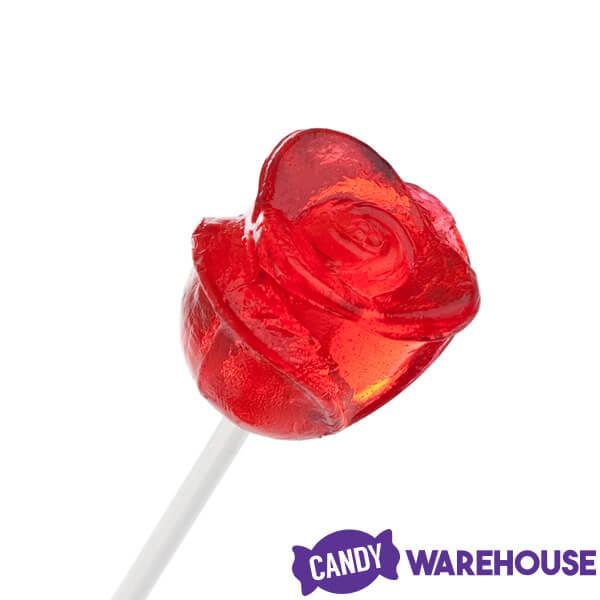 Candy 3-D Red Rose Lollipops: 100-Piece Bag - Candy Warehouse