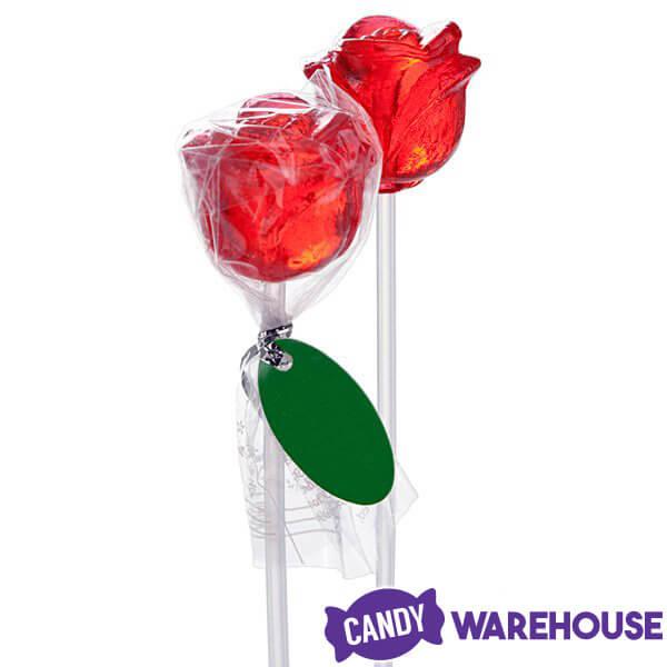 Candy 3-D Red Rose Lollipops: 100-Piece Bag - Candy Warehouse