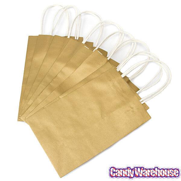 Candy Bags with Handles - Gold: 12-Piece Pack - Candy Warehouse