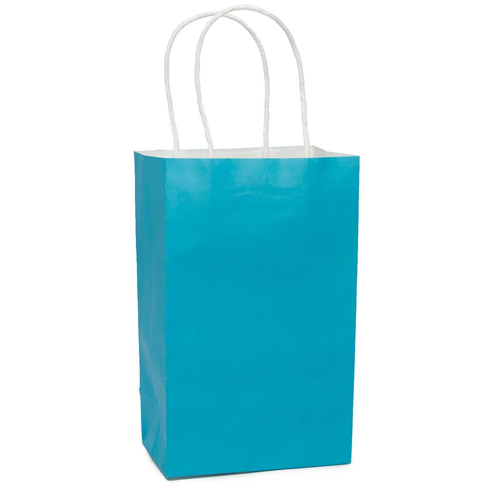 Candy Bags with Handles - Turquoise Blue: 12-Piece Pack - Candy Warehouse