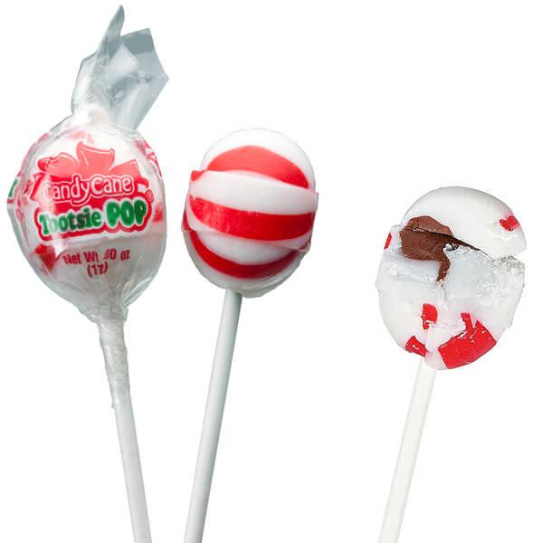 Candy Cane Peppermint Tootsie Pops: 15-Piece Bag - Candy Warehouse