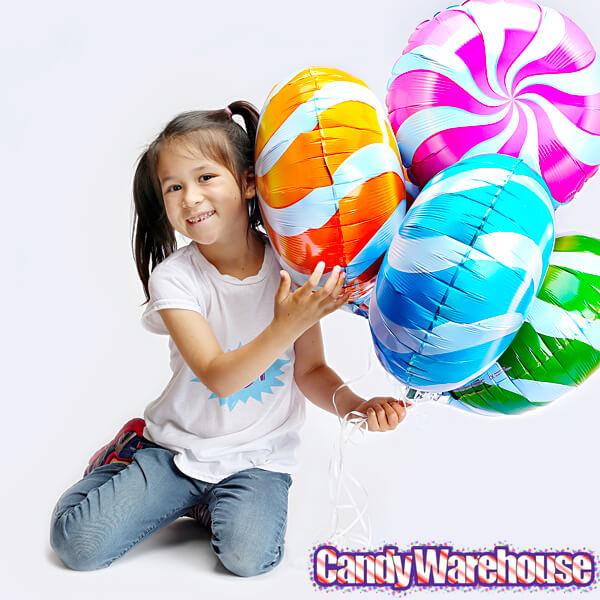 Candy Swirl Foil Balloon - Blue: 18-Inch - Candy Warehouse