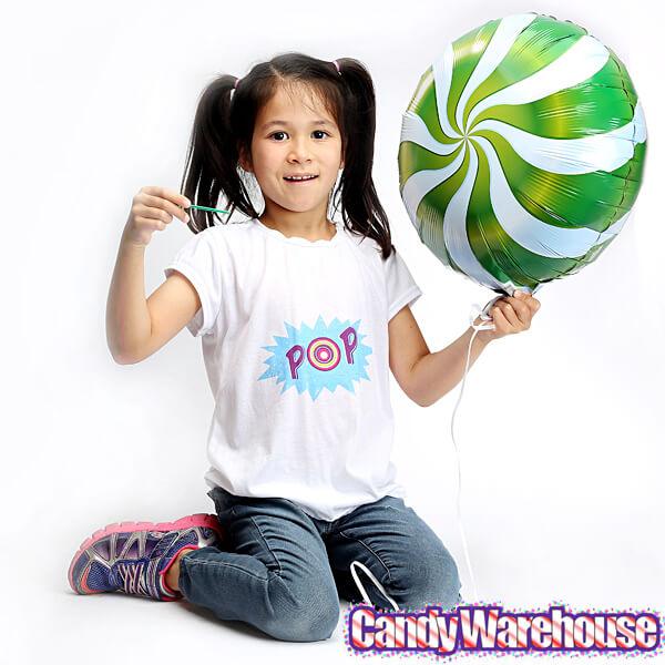 Candy Swirl Foil Balloon - Green: 18-Inch - Candy Warehouse