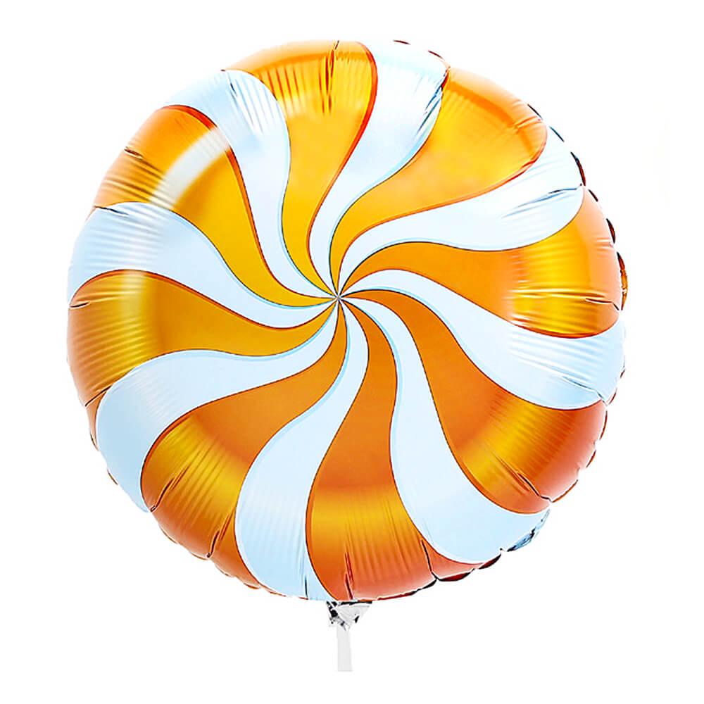 Candy Swirl Foil Balloon - Orange: 18-Inch - Candy Warehouse