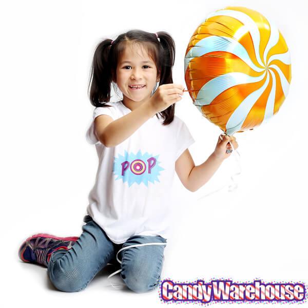 Candy Swirl Foil Balloon - Orange: 18-Inch - Candy Warehouse