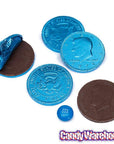 Caribbean Blue Foiled Milk Chocolate Coins: 1LB Bag - Candy Warehouse